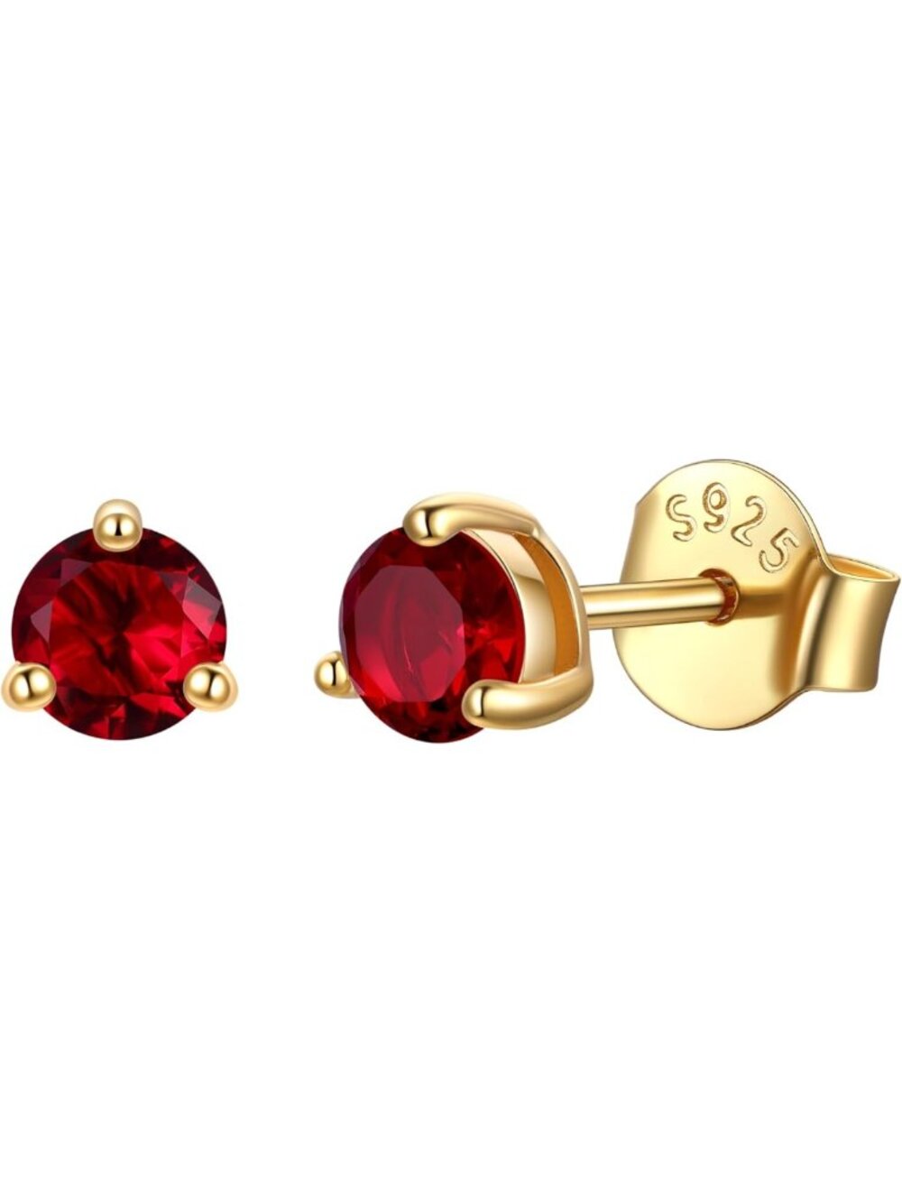 Colorful 925 Sterling Silver Stud Earrings with Cubic Zirconia Birthstones